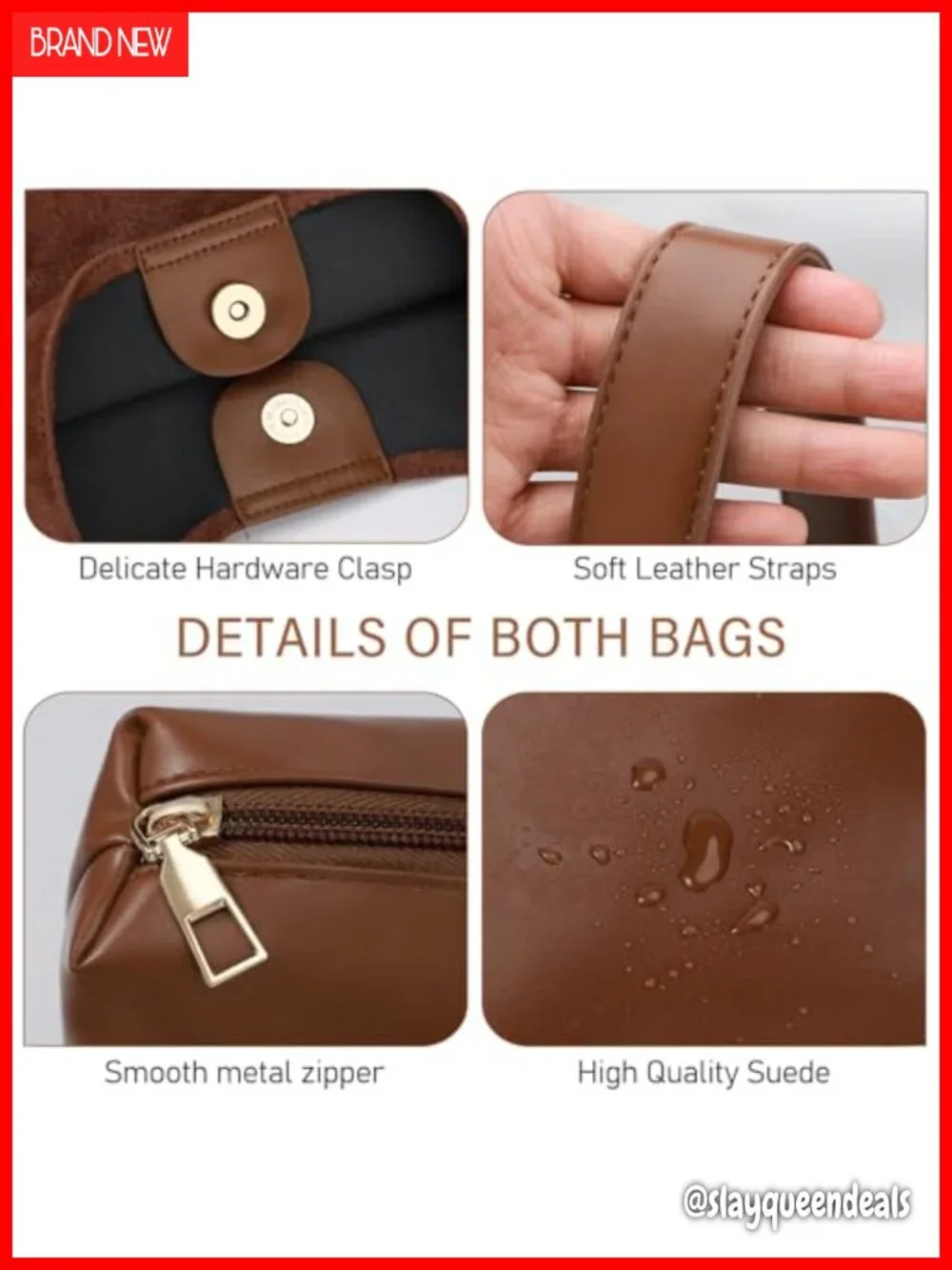 Vegan Leather 2-Piece Purse Set, Slouchy Hobo & Tote Bags